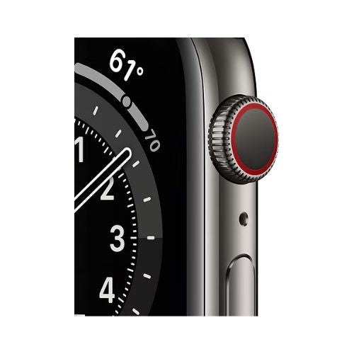 Apple Watch Series 6 (44mm, GPS + Cellular) Graphite Stainless Steel Case with Black Sport MK ELECTRONICS UAE